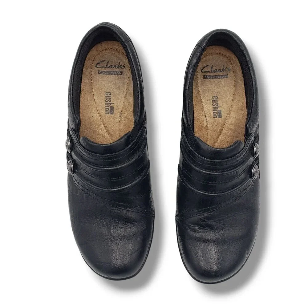 Clarks Collection Channing Haley Loafer Womens 8‎ Black Leather Slip On